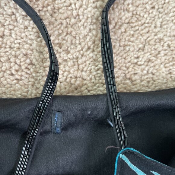 Eva Blue Dress Womens M Blue Floral Tropical Beaded Midi Y2K Whimsygoth Fairy - Picture 7 of 12